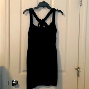 All black dress open back